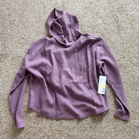 Z by Zella Waffle-Knit Hooded Pullover - Lavender NWT - Picture 3 of 4